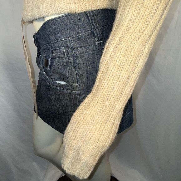 Vintage Y2K Abercrombie & Fitch Lambswool Knit Hoodie Sweater | Beige Ribbed Pul - Picture 9 of 15